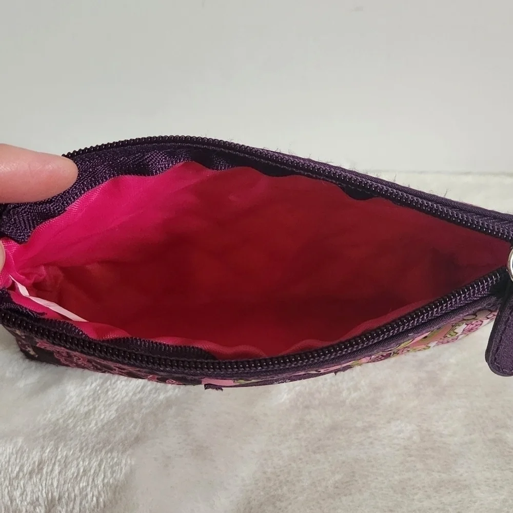 Modella Vintage Pink Purple Paisley Quilted Cosmetic Makeup Pouch Bag